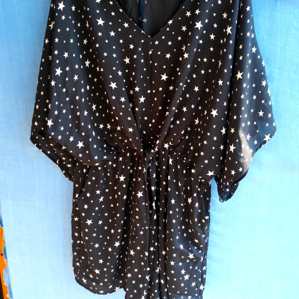A Beautiful Soul Plus Size 2X Black Starry Romper